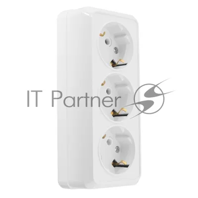 Розетка 3-х местная горизонтальная 2П+3 открытой установки IP20 16A белая Альфа General