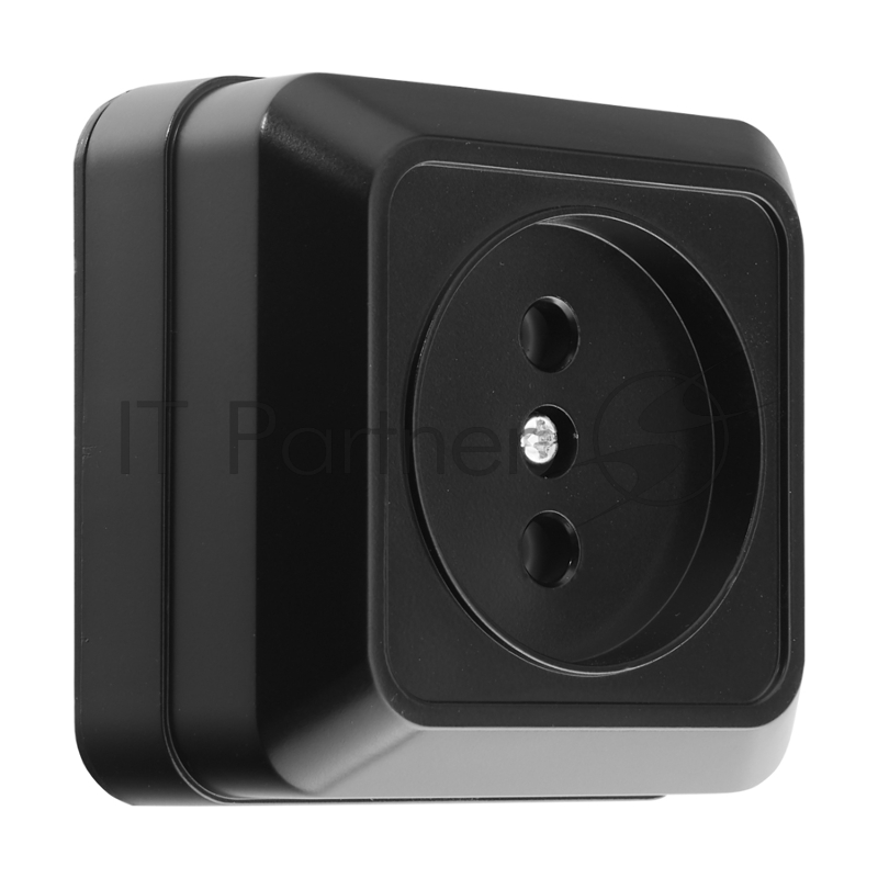 Розетка 2П открытой установки IP20 10А 250В (керамика) черная  Альфа General