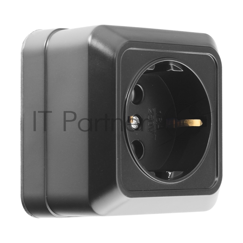 Розетка 2П+3 открытой установки IP20 16А 250В (керамика) черная Альфа General