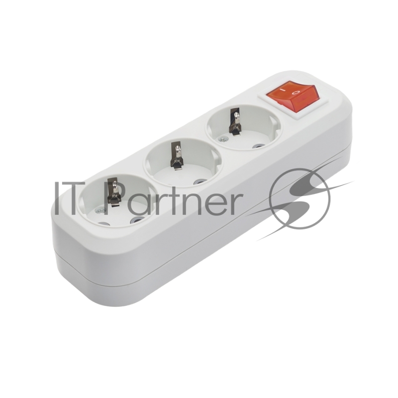 Розеточная колодка GSB-16-3-G-S-IP20 Classic, 16А, 3 места, с заземлением, c выключателем, IP20 General