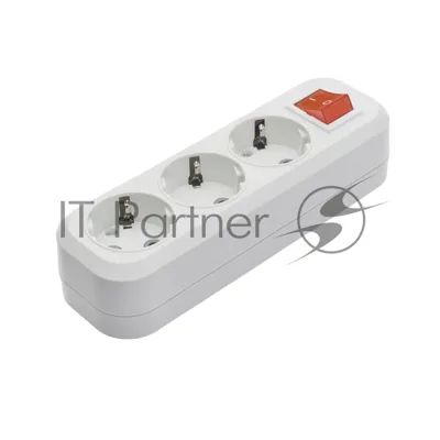 Розеточная колодка GSB-16-3-G-S-IP20 Classic, 16А, 3 места, с заземлением, c выключателем, IP20 General