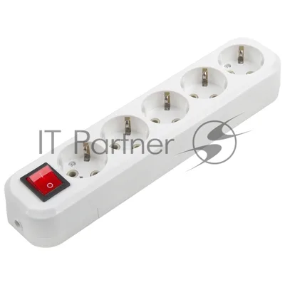 Розеточная колодка GSB-16-5-G-S-IP20 Easy, 16А, 5 мест, с заземлением, c выключателем, IP20