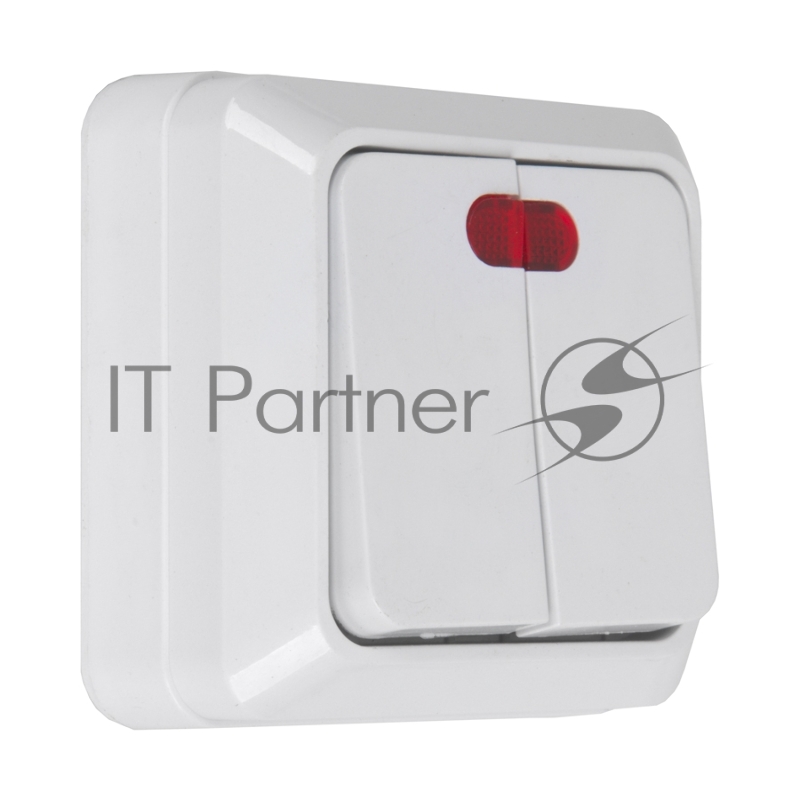 Выключатель 2-кл. открытой установки с подсветкой IP20 10А, белый Альфа General