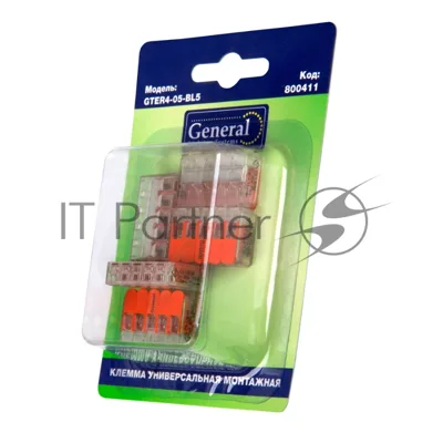 GTER4-05-BL5 Клемма универсальная 221-415 5-пров., прозрачная компактная, блистер 5шт General