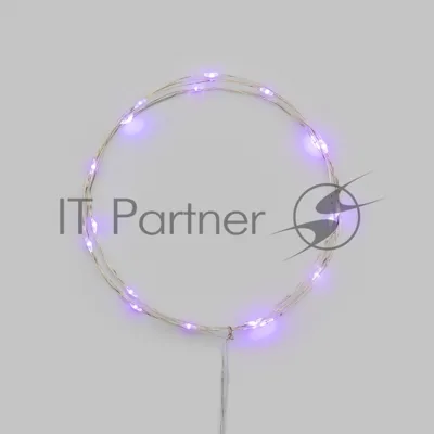 Гирлянда светодиодная Роса 2м 20 LED ФИОЛЕТОВЫЙ IP20 2хАА (в комплект не входят) NEON-NIGHT