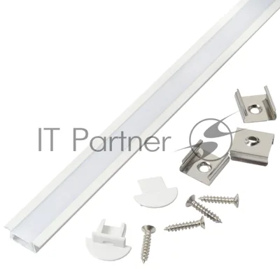 Профиль GAL-GLS-1000-7-22-W белый (1м профиль+ рассеиватель+2 заглушки+2 скобы с шурупами)