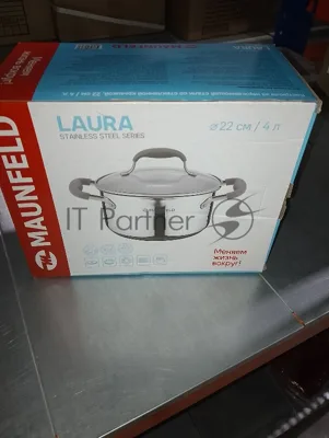 (Поврежденная упаковка) Кастрюля MAUNFELD LAURA MCS40S08GR из нержавеющей стали со стеклянной крышкой, 22 см, 4 л.