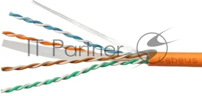 Кабель информационный Cabeus UTP-4P-CAT.6A-SOLID-LSZH-OR кат.6A U/UTP 4 пары LSZH внутренний 305м оранжевый