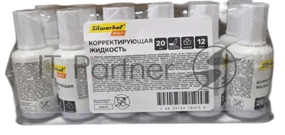 Жидкость коррект. Silwerhof 443032 на основе растворителя кисточка белый 20мл