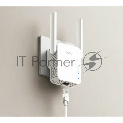 Усилитель Wi-Fi N300 Wi-Fi Mesh Repeater, AP mode, 300Mbps at 2.4GHz, 802.11/b/g/n, 1 10/100Mbps Port, WPS button, Intelligent Signal Light, Access Control, LED control, Cudy APP