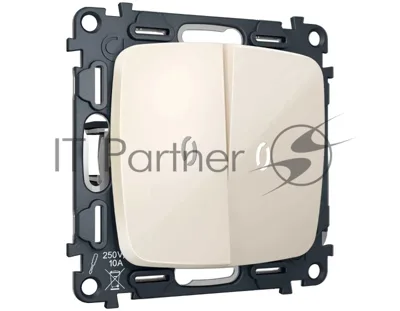 MO304055 Комплект механизма 2-кл выключателя с самовозвратом с подсветкой 5600K OMEGA Бежевый глянец QUANT (OP3040, VM129, G14W)