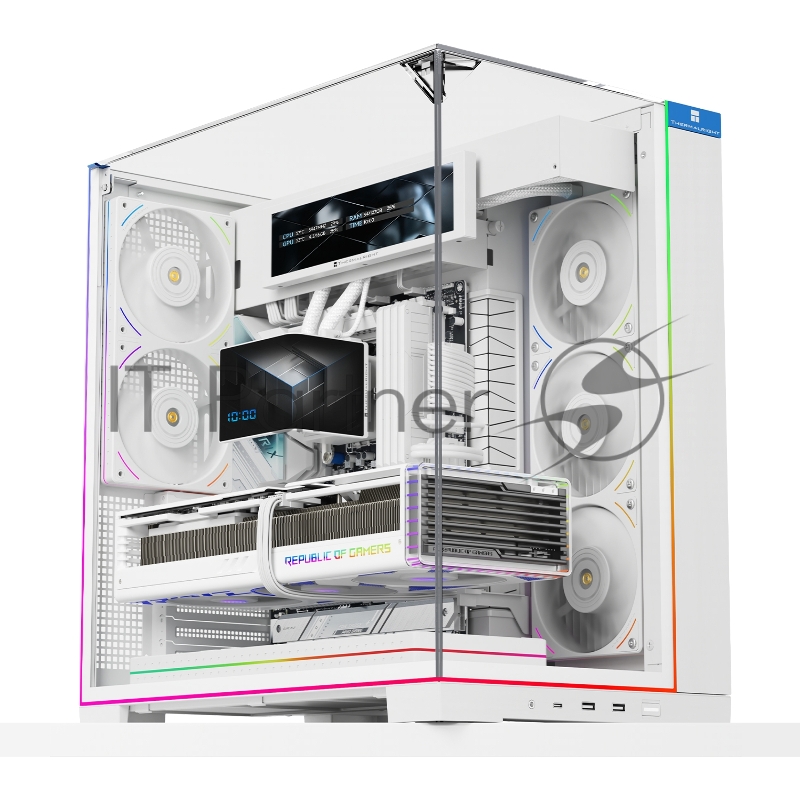 Корпус без блока питания Thermalright A70, Midi-Tower, TG, no fans, 2xUSB-A 3.0, 1xUSB Type-C, ATX, mATX, mITX White