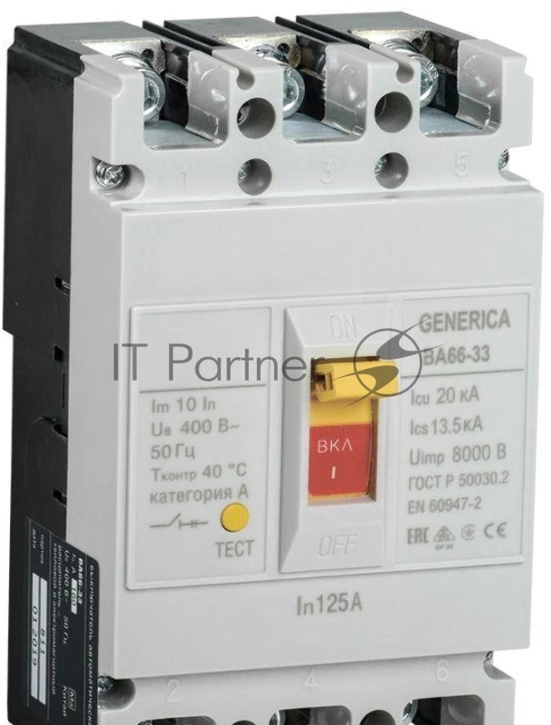 Выключатель автоматический IEK ВА66-31, 3P, 125А, 20кА, GENERICA