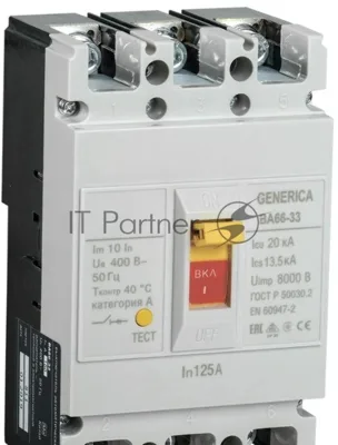 Выключатель автоматический IEK ВА66-31, 3P, 125А, 20кА, GENERICA