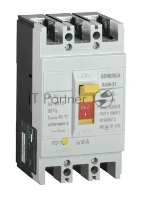 Выключатель автоматический IEK ВА66-31, 3P, 50А, 18кА, GENERICA