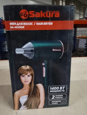 (Поврежденная упаковка) Фен электро SAKURA SA-4045GR 1400Вт 2реж холод.сушка малахит