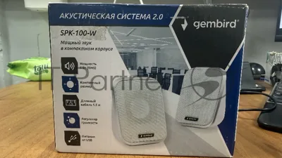 (Из ремонта, рабочая, гарантия 7 дней) Акустическая система 2.0 Gembird SPK-100-W, белый, 6 Вт, регулятор громкости, USB-питание