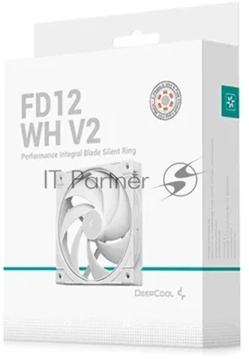 Вентилятор корпусной DeepCool FD12 WH V2 белый, 120 мм, 500-2500 об/мин, 32.32-35.66 дБ, 4 pin PWM, без подсветки