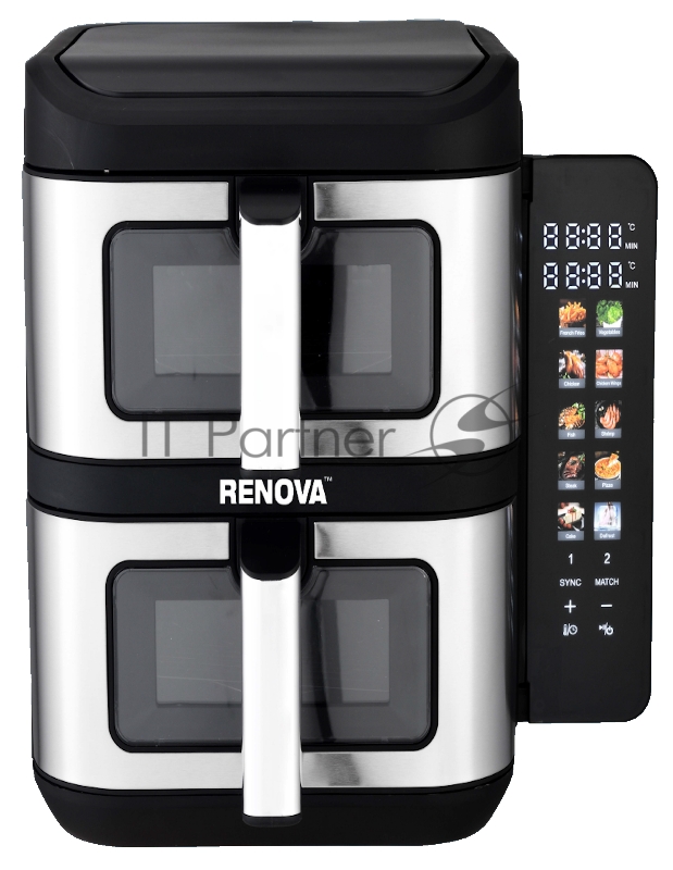 Аэрогриль Renova AF6-DB2 черный/серебристый, 2800 Вт, 11 л (5,5 + 5,5), сенсор, 10 программ
