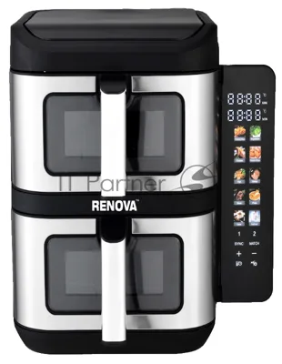 Аэрогриль Renova AF6-DB2 черный/серебристый, 2800 Вт, 11 л (5,5 + 5,5), сенсор, 10 программ