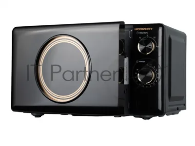 Микроволновая печь Horizont HSM205RBG черный/золотистый, 20 л, 700 Вт, переключатели — поворотный механизм