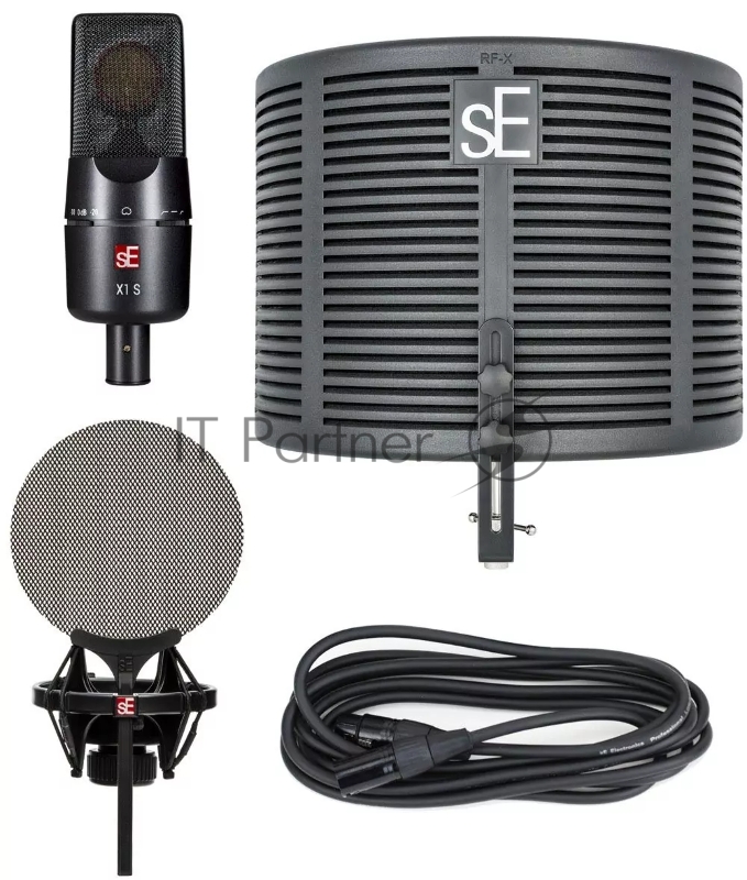Микрофон конденсаторный sE Electronics X1 S STUDIO BUNDLE 20 Гц 20 кГц, кардиоида, комплектация: фильтр RF-Х, металлический поп-фильтр, держатель типа паук, 3-х метровый микрофонный кабель