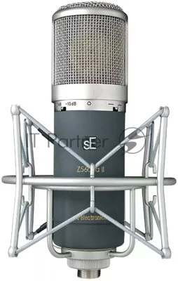 Микрофон конденсаторный sE Electronics [Z 5600A II] ламповый, 20 Гц 20 кГц, всенаправленная, кардиоида с широким углом, кардиоида, гиперкардиоида, восьмерка, комплектация: держатель "паук", блок питания со шнуром, микрофонный кабель, кейс металлический