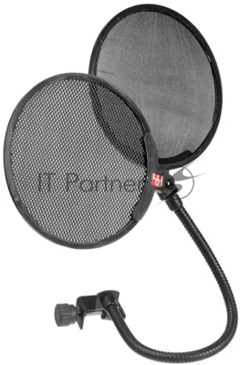 Поп фильтр sE Electronics Dual Pop Filter состоит из двух частей, первая часть изготовлена из прочной глянцевой ткани со стандартной тканевой мембраной и вторая металлическая на шарнирном механизме