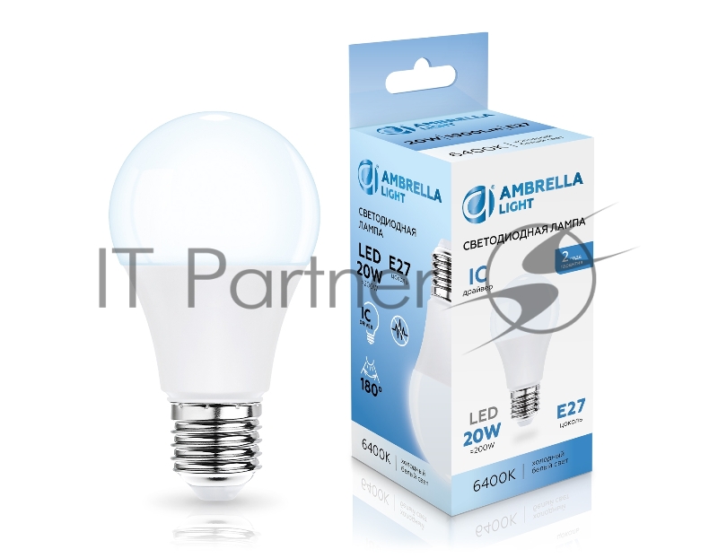 Лампа светодиодная 602006 LED A60 20W IC E27 6400K 175-265V