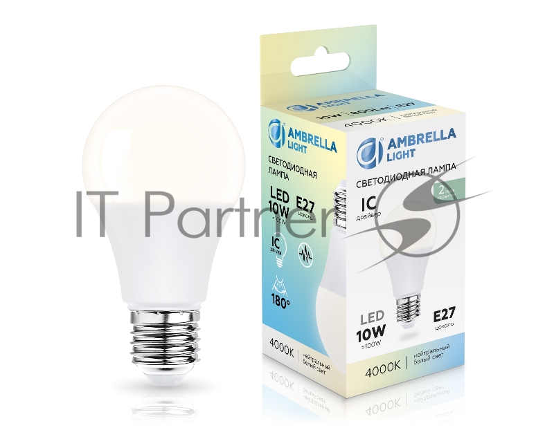 Лампа светодиодная 601004 LED A60 10W IC E27 4000K 175-265V
