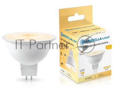 Лампа светодиодная	Ambrella light 170713 LED MR16 7W IC GU5.3 2700K 175-265V 38°
