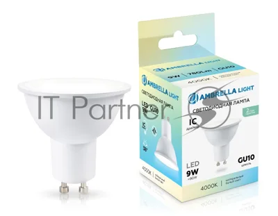 Лампа светодиодная	Ambrella light 190904 LED MR16 9W IC GU10 4000K 175-265V 38°