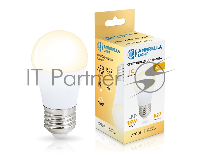 Лампа светодиодная	451303 LED G45 13W IC E27 2700K 175-265V