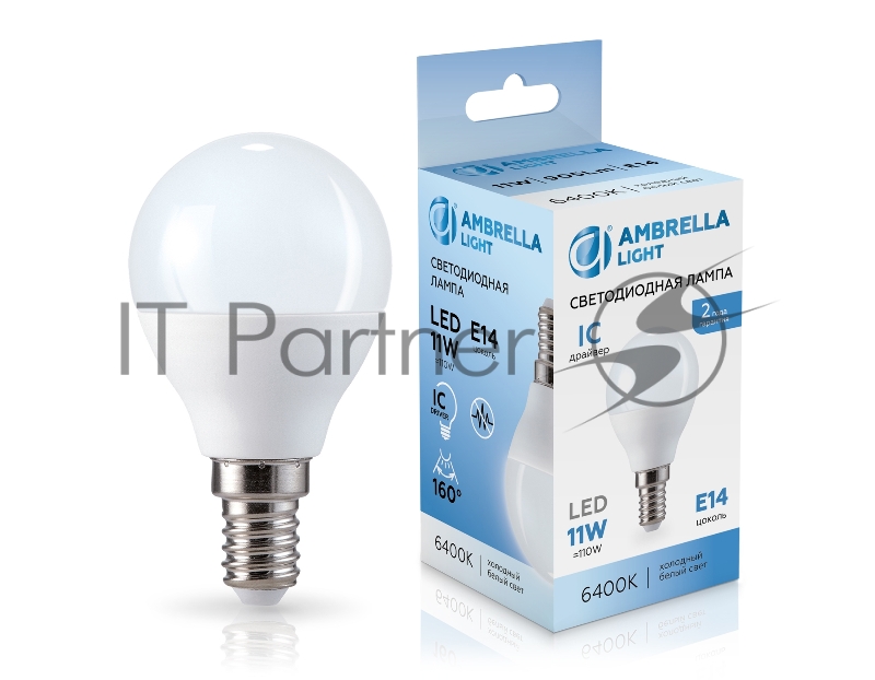 Лампа светодиодная	451116 LED P45 11W IC E14 6400K 175-265V