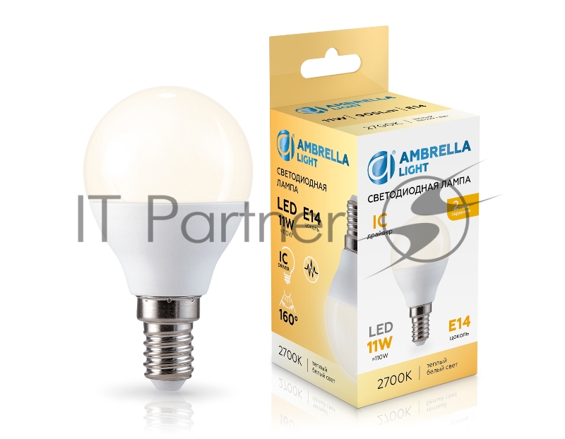 Лампа светодиодная	451113 LED P45 11W IC E14 2700K 175-265V