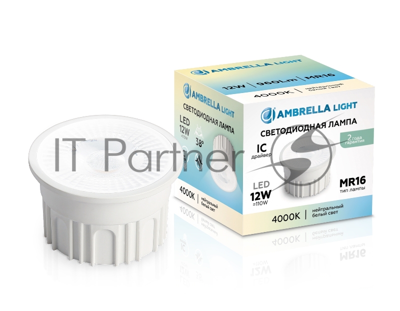 Лампа светодиодная 212302 LED MR16-PR 12W IC 4000K 220-240V 38°