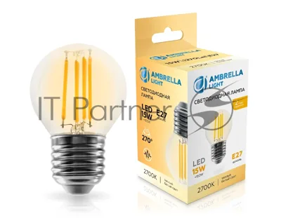 Лампа светодиодная 451523 Filament LED G45 15W E27 2700K 220-240V