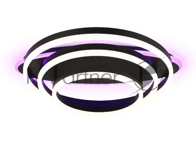 Потолочный светодиодный светильник FA8524 BK черный 146W 3000K-6400K+RGB 560*500*150 (ПДУ РАДИО 2.4G)