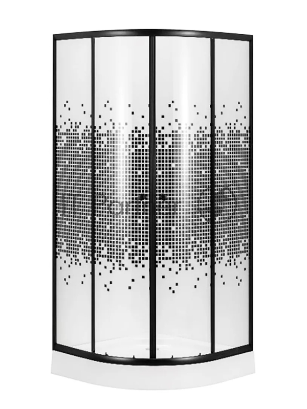 Душевой уголок BAU Dream с поддоном 80x80х195, прозрачное закаленное стекло с черной мозаикой 5 мм,