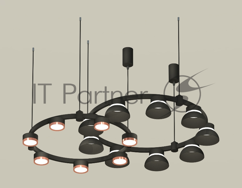 Светильник Ambrella light XR92091100/16 SBK/PPG/FR черный песок/золото розовое полированное/белый матовый GX53