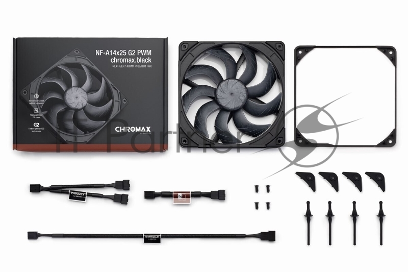 Кулер для корпуса/ Case Cooler Noctua NF-A14x25 G2 PWM chromax.black.swap (140x140x25mm, 4-pin PWM, 91.58FM, 24.8dBA, 1500RPM, Black)