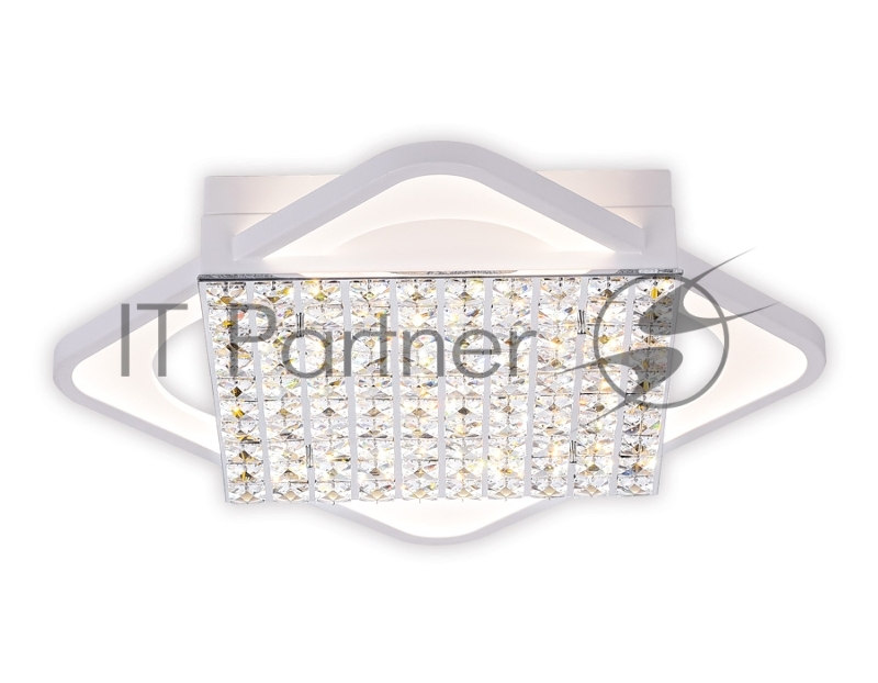 Управляемый светодиодный светильник с хрусталем Ambrella light FA124 WH белый 104W 510*510*110 (ПДУ РАДИО 2.4)