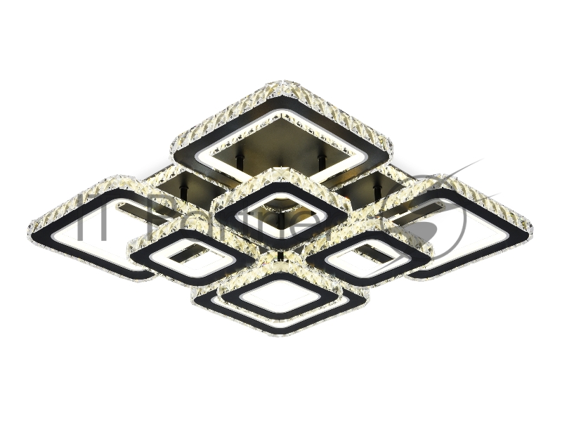 Управляемый светодиодный светильник Ambrella light FA1738/4+4 BK/CH черный/хром 215W 3000K/4200K/6400K 720*720*120 (ПДУ РАДИО 2.4G)