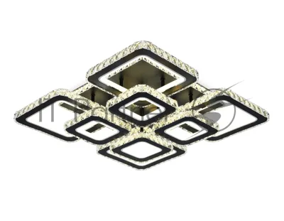 Управляемый светодиодный светильник Ambrella light FA1738/4+4 BK/CH черный/хром 215W 3000K/4200K/6400K 720*720*120 (ПДУ РАДИО 2.4G)