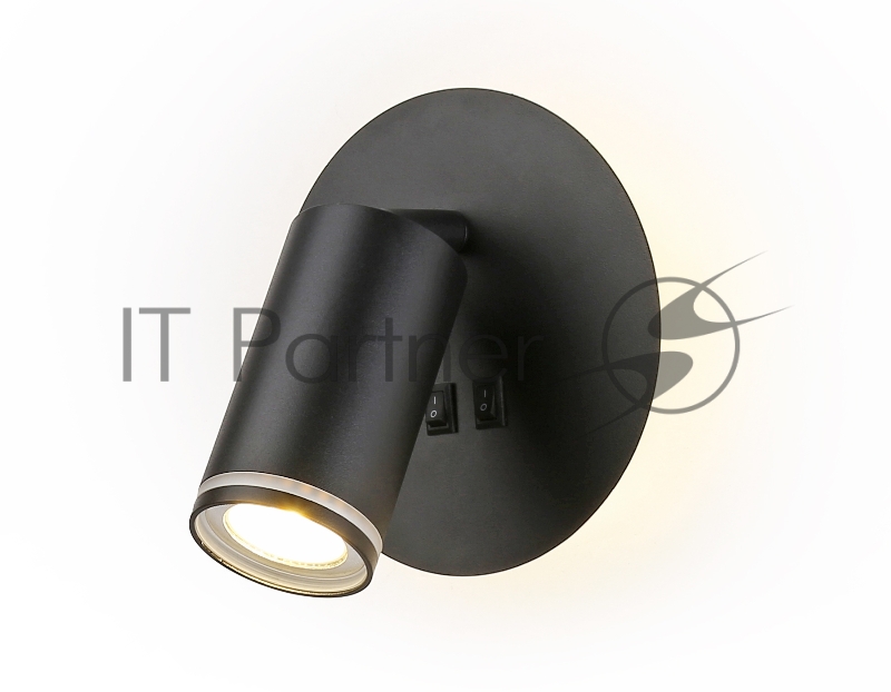 Настенный светильник с выключателем Ambrella light FW2463 BK черный GU10 max 12W+LED 4200K 7W D145*150