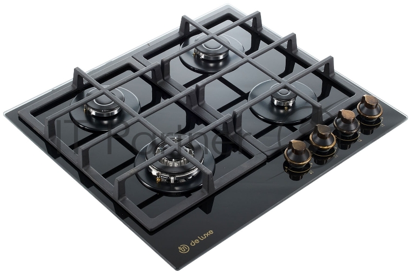 Газовая варочная поверхность DeLuxe GG4 750229F-TC-150, 4 конфорки, закаленное стекло, 7800 Вт