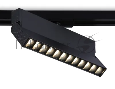 Трековый однофазный светодиодный светильник Ambrella light GL6817 BK черный LED 12W 3000K 24° 230*22*87