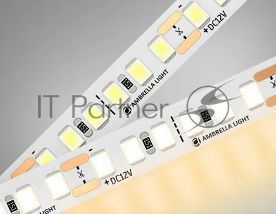 Светодиодная лента Ambrella light GS1301 2835 180Led/ 14.4W m/ 12V IP20 3000K/ 5000*8*1.2mm (2 конт.)