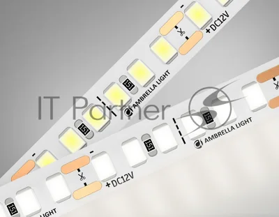 Светодиодная лента Ambrella light GS1312 2835 180Led/ 14.4W m/ 12V IP20 4500K/ 5000*10*1.2mm (2 конт.)