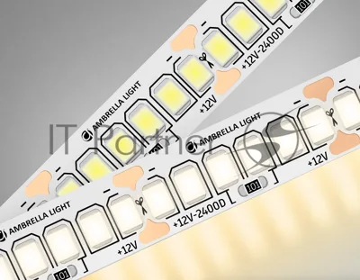 Светодиодная лента Ambrella light GS1401 2835 240Led/ 17W m/ 12V IP20 3000K/ 5000*10*1.2mm (2 конт.)